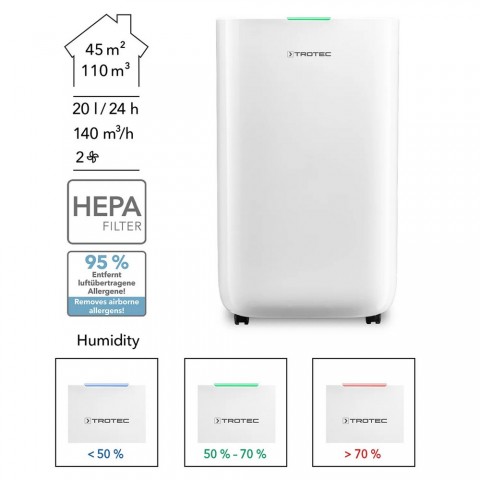 Кліматична техніка Осушувачі повітря Осушувач повітря Trotec TTK 70 HEPA