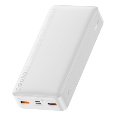 Будь заряджений Power Bank - Павербанк Powerbank Baseus Bipow 20000mAh, Input:5V/2A/3A,9V/2A(microUSB,Type-C), Output:5V/3A,9V/2A,12V/1.5A(2хUSB),Q40,plastic,White