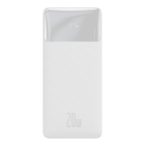 Будь заряджений Power Bank - Павербанк Powerbank Baseus Bipow 20000mAh, Input:5V/2A/3A,9V/2A(microUSB,Type-C), Output:5V/3A,9V/2A,12V/1.5A(2хUSB),Q40,plastic,White