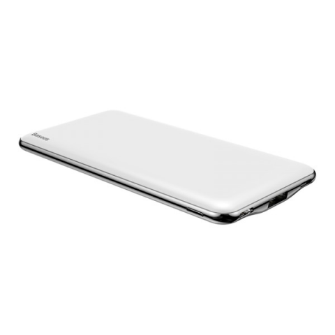 Будь заряджений Power Bank - Павербанк PowerBank Baseus Simbo 10000mAh, Input: 5V/2,4А/1,5А(Type-C,Lightning), Output:5V/3А/2,1А(Type-C,USB), FastCharge,Q1,plastic,White