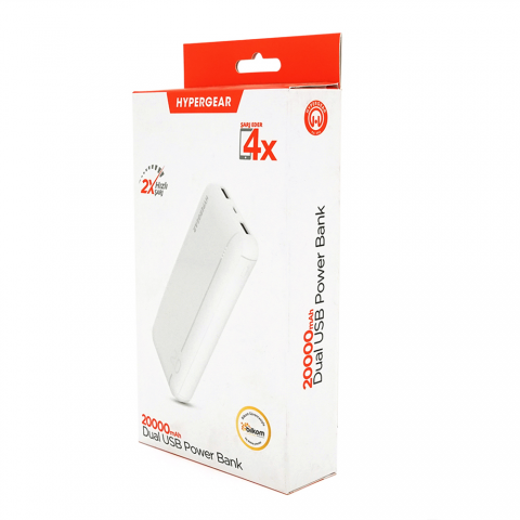 Будь заряджений Power Bank - Павербанк PowerBank Hypergear 20000mAh Fast Charge , 2*USB, White, Q24