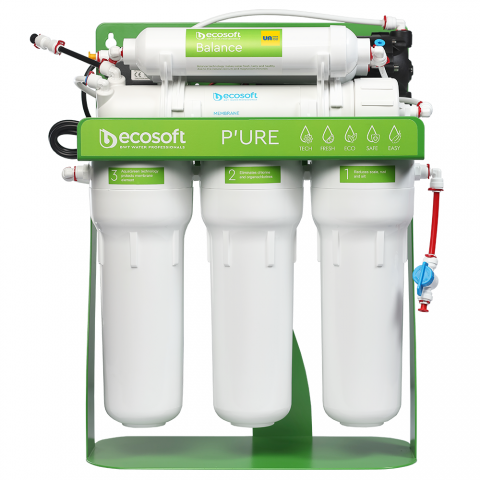 Водоподготовка Питьевая вода Фільтр зворотного осмосу Ecosoft P’URE BALANCE з помпою на станині (MO675MBALPSECO)
