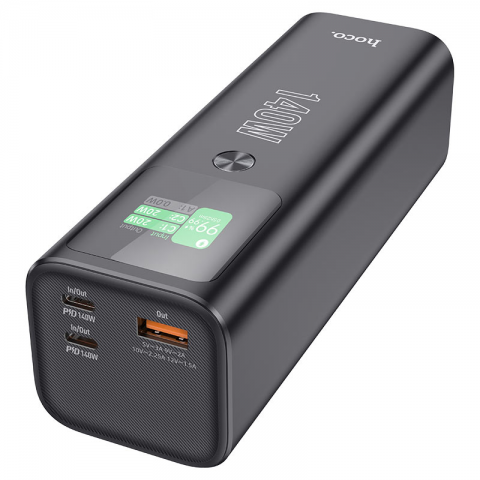 Будь заряджений Power Bank - Павербанк PowerBank Hoco Q17 Electric PD140W 25000mAh, Input:(Type-C), Output:(USB,Type-C), PD140W для Laptop, plastic, Black, Box