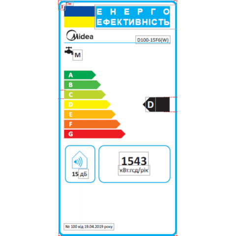 Опалення та нагрівання води Бойлери, водонагрівачі Водонагрівач MIDEA D100-15F6(W)