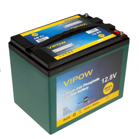 Будь заряжен Аккумуляторы  Аккумуляторная батарея Vipow LiFePO4 12,8V 50Ah  со встроенной ВМS платой 40A, (255*220*170) Q1