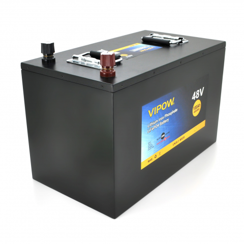 Будь заряджений Акумулятори Аккумуляторная батарея Vipow LiFePO4 51,2V 100Ah со встроенной ВМS платой 80A (310*350*390)