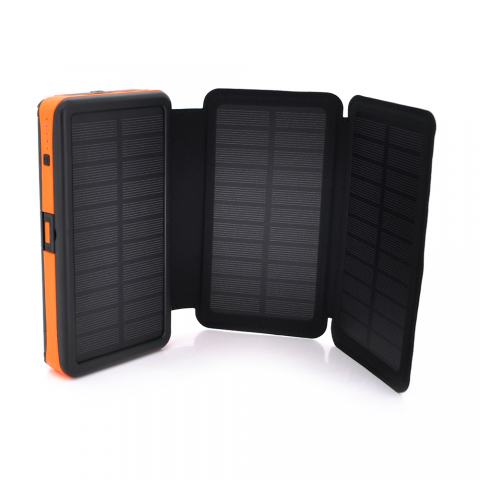 Будь заряжен Power Bank - Павербанк Power bank RH-20000N6W 20000mAh Solar, Flashlight,Input:5V/2A(microUSB,TypeC),Output:5V/2А(2xUSB),Wireless charger,PD/QC3.0,rubberized case,Orange,BOX