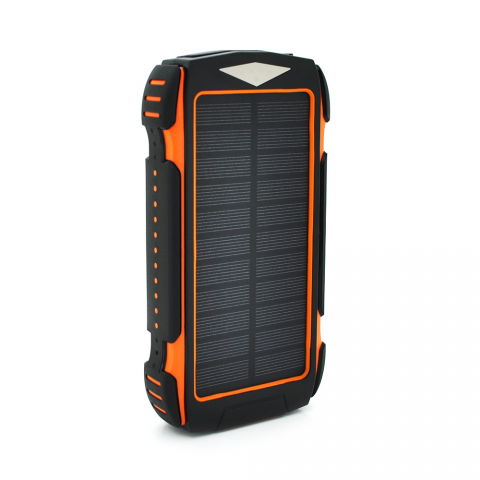 Будь заряжен Power Bank - Павербанк Power bank PD18W 30000mAh Solar, flashlight, Input:5V/2A/3A(Type-C, micro USB, Lightning), Output:5V/2A/3A(2xUSB,Type-C),rubberized case,Orange,Box
