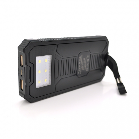Будь заряжен Power Bank - Павербанк Power bank RH-30000-2, 30000mAh Solar, flashlight, Input:5V/1A(microUSB), Output:5V/2A(2хUSB), rubberized case, Black, Box