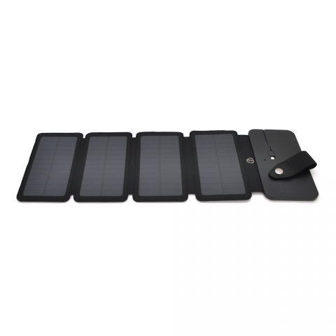 Будь заряджений Power Bank - Павербанк Solar panel 4 Foldings, built-in microUSB cable, Output: 5 /1 А(USB), plastic, Black, Corton box