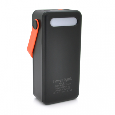 Будь заряджений Power Bank - Павербанк Power bank YM-637, 50000mAh Solar, flashlight, Input: 5V/2.1A(MicroUSB, TypeC, Lightning), Output: 5V /2.1A(4xUSB), plastic, Black, BOX