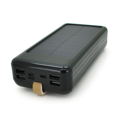 Power bank KKD-6W 60000 mAh Solar, flashlight, Input: 5V/2.1A(MicroUSB, TypeC, Lightning), Output: 5V /2.1A(4xUSB), plastic, Black, BOX