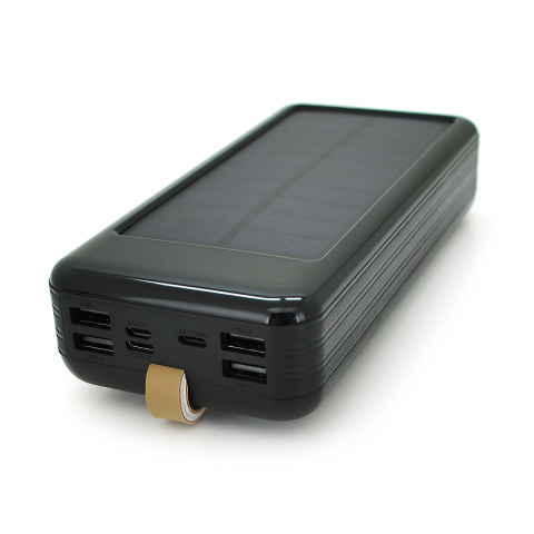 Будь заряжен Power Bank - Павербанк Power bank KKD-6W 60000 mAh Solar, flashlight, Input: 5V/2.1A(MicroUSB, TypeC, Lightning), Output: 5V /2.1A(4xUSB), plastic, Black, BOX