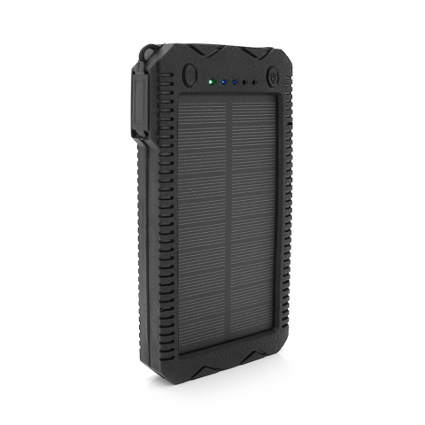 Будь заряджений Power Bank - Павербанк Power bank 20000 mAh Solar, 2хUSB + 1 microUSB, ударозащищеный прорезиненный корпус, фонарик, LED индикация, Black