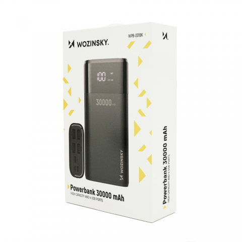 Будь заряжен Power Bank - Павербанк Powerbank Wozinsky WPB-001BK Bipow 30000mAh, Output: 4USB, 15W,  Black