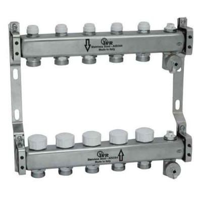 Комплект колекторів 3 виходи з запорним клапаном, під електропривід, з нержавіючої сталі 1
