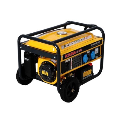 
					Генератор бензиновый KGL3500CE, 1-фазный 230V, 50Hz, 3.5kVA/2.8kW, бак 15 л, расход 1.3 л/ч, пуск: ручной/стартер (без АКБ), 590х433х430 мм, 43 кг