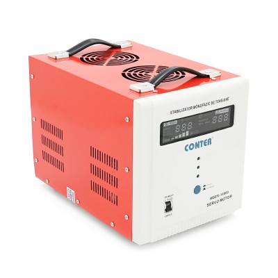 
					Стабилизатор напряжения Conter MSER 10000 VA-V2/7500W однофазный,сервопривод,напольного монтажа,LEDдисплей,диап130-260V,AC230±3%,колодка,220x335x230mm