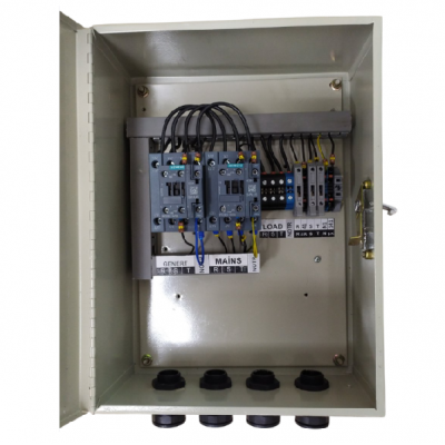 
					Блок АВР для генераторов , под конфигурацию сети 3/3, 3/1,1/1, контакторы SIEMENS 3RT2325-1AP00 15A/15A, предохранители, доп.контакты. max 690В