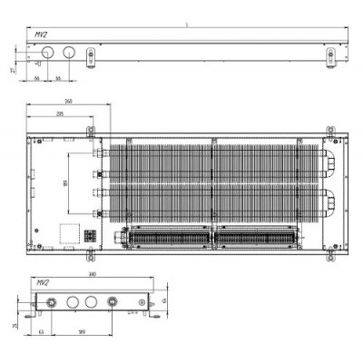 Конвектор внутр. MV2 (Black) 380/1250/65 + вент. DC 24V
