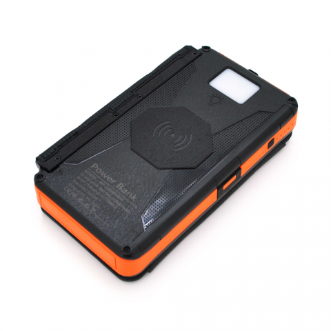 Power bank RH-20000N6W 20000mAh Solar, Flashlight,Input:5V/2A(microUSB,TypeC),Output:5V/2А(2xUSB),Wireless charger,PD/QC3.0,rubberized case,Orange,BOX