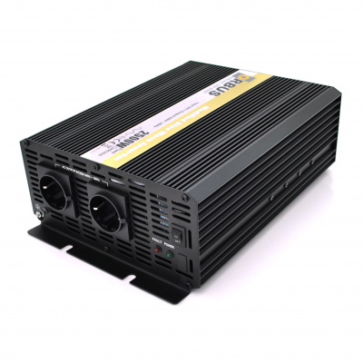 Инвертор напряжения ORBUS ORMS24-2500 (2500Вт), 24/220V, approximated, 2 Shuko, клемные провода, 6 предохранителей, Box.Q20