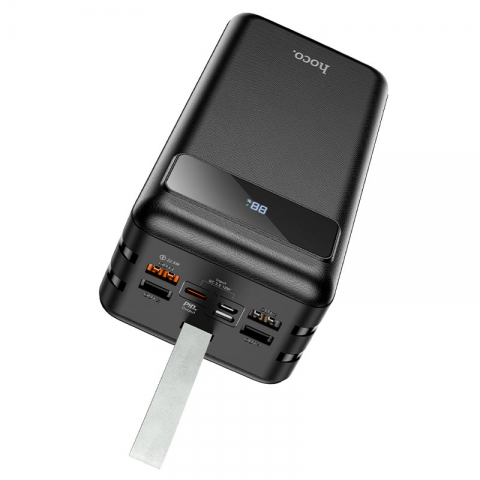 Power Bank HOCO J86B 60000mAh, 4USB+2Type-C+Lighting+micro, 22.5W+PD20W, фонарик, Black, 1.33kg