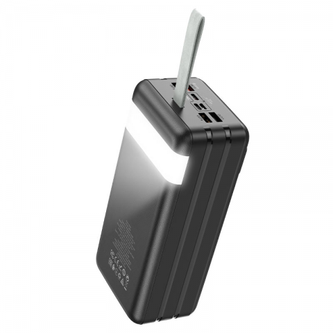 Power Bank HOCO J86B 60000mAh, 4USB+2Type-C+Lighting+micro, 22.5W+PD20W, фонарик, Black, 1.33kg