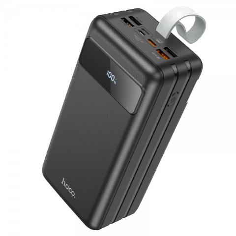 Power Bank HOCO J86B 60000mAh, 4USB+2Type-C+Lighting+micro, 22.5W+PD20W, фонарик, Black, 1.33kg
