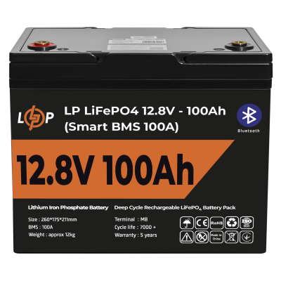 Аккумулятор LP LiFePO4 12V (12,8V) - 100 Ah (1280Wh) (Smart BMS 100А) с BT пластик