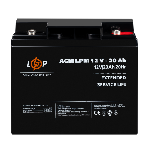 Будь заряджений Акумулятори Аккумулятор AGM LPM 12V - 20 Ah под болт М5