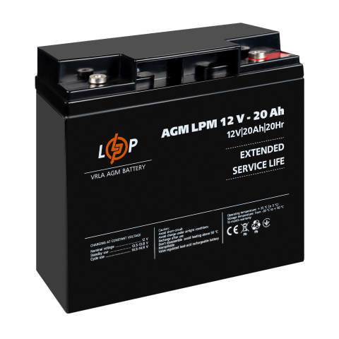 Будь заряджений Акумулятори Аккумулятор AGM LPM 12V - 20 Ah под болт М5