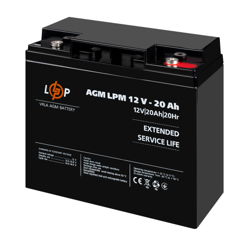 Будь заряджений Акумулятори Аккумулятор AGM LPM 12V - 20 Ah под болт М5