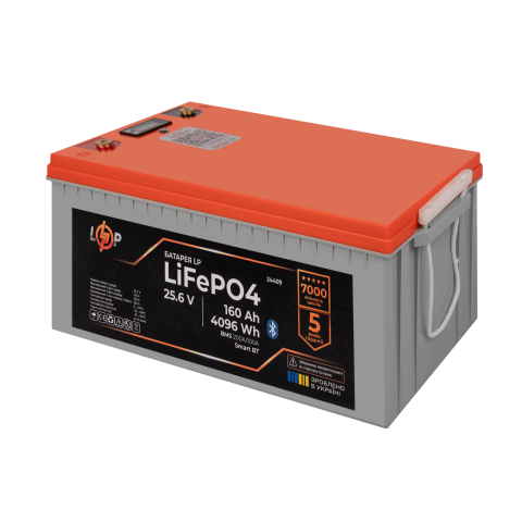 Будь заряжен Аккумуляторы  Аккумулятор LP LiFePO4 25,6V - 160 Ah (4096Wh) (BMS 200A/100А) пластик LCD Smart BT