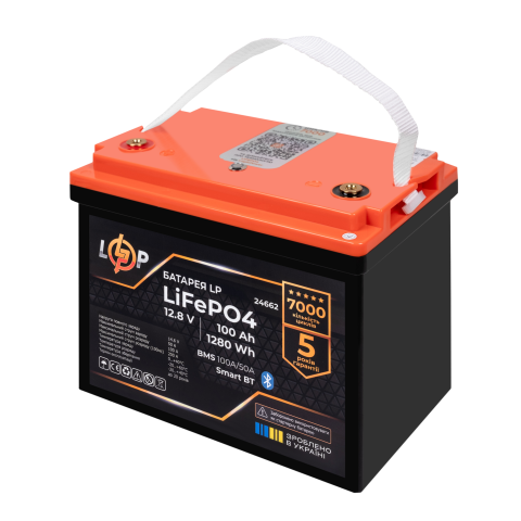 Будь заряджений Акумулятори Аккумулятор LP LiFePO4 12,8V - 100 Ah (1280Wh) (BMS 100A/50А) пластик Smart BT
