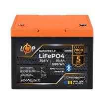 Аккумулятор LP LiFePO4 25,6V - 50 Ah (1280Wh) (BMS 80A/50А) пластик Smart BT