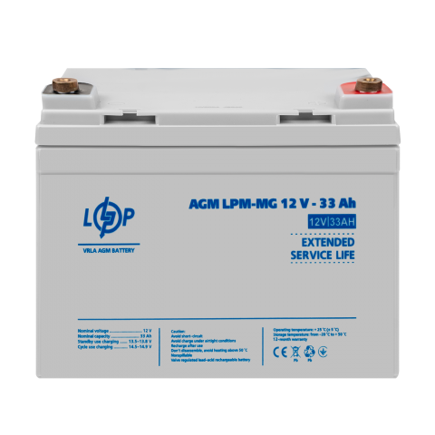 Будь заряджений Акумулятори Аккумулятор мультигелевый LPM-MG 12V - 33 Ah + справа