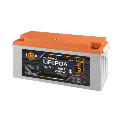 Будь заряджений Акумулятори Аккумулятор LP LiFePO4 12,8V - 200 Ah (2560Wh) (BMS 200A/100А) пластик Smart BT