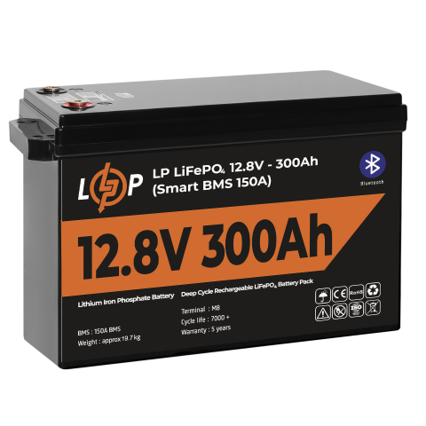Будь заряджений Акумулятори Аккумулятор LP LiFePO4 12,8V - 300 Ah (3840Wh) (Smart BMS 200А) с BT пластик