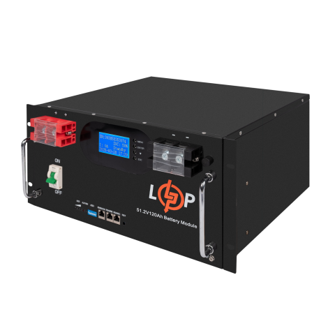 Будь заряжен Аккумуляторы  Аккумулятор LP LiFePO4 51,2V - 120 Ah 6000Wh (Smart BMS 100A) с LCD RM AB RS485/CAN