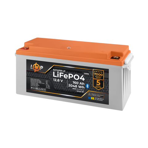 Будь заряджений Акумулятори Аккумулятор LP LiFePO4 12,8V - 160 Ah (2048Wh) (BMS 160A/80А) пластик Smart BT