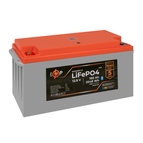 Будь заряджений Акумулятори Аккумулятор LP LiFePO4 12,8V - 160 Ah (2048Wh) (BMS 100A/80А) пластик Smart BT