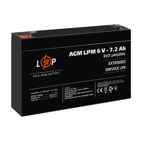 Будь заряджений Акумулятори Аккумулятор AGM LPM 6V - 7.2 Ah