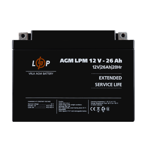 Будь заряджений Акумулятори Аккумулятор AGM LPM 12V - 26 Ah