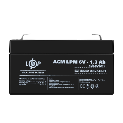 Будь заряджений Акумулятори Аккумулятор AGM LPM 6V - 1.3 Ah