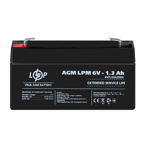 Будь заряджений Акумулятори Аккумулятор AGM LPM 6V - 1.3 Ah