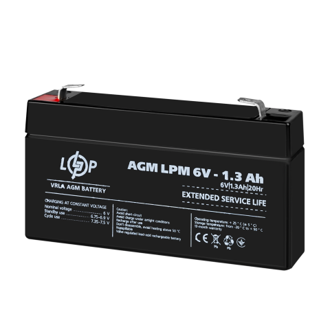 Будь заряджений Акумулятори Аккумулятор AGM LPM 6V - 1.3 Ah