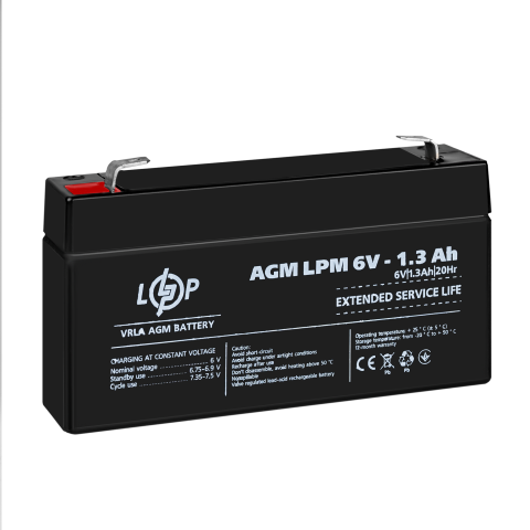 Будь заряджений Акумулятори Аккумулятор AGM LPM 6V - 1.3 Ah