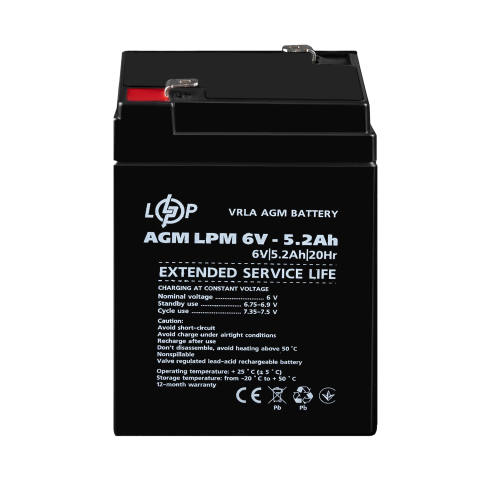 Будь заряджений Акумулятори Аккумулятор AGM LPM 6V - 5.2 Ah