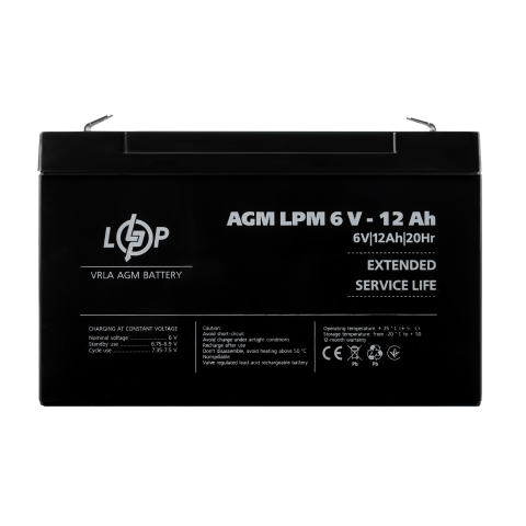 Будь заряджений Акумулятори Аккумулятор AGM LPM 6V - 12 Ah